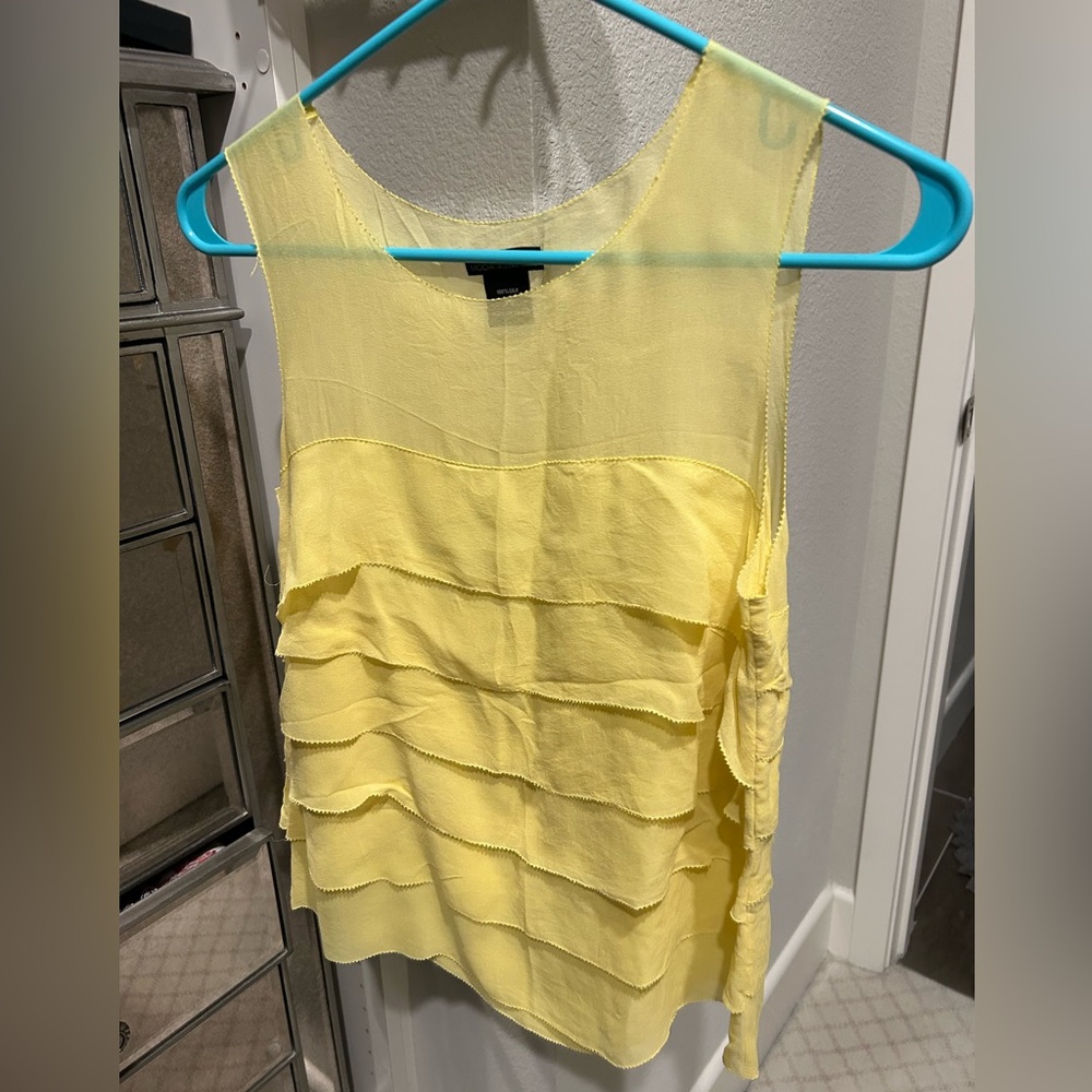Moda International Yellow Ruffle Blouse -Silk